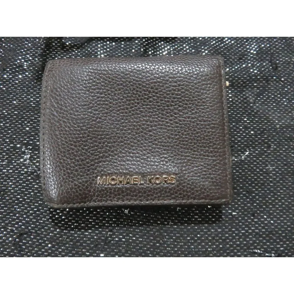BOGO Michael Kors Bedford Carryall Card Case Brown Pebble Leather compact Wallet
